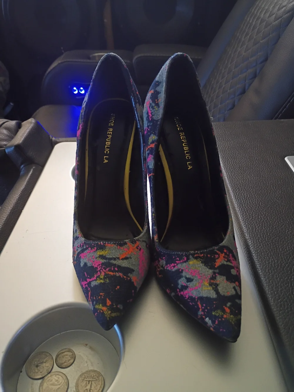 Elegant Black Multi Floral Pointed-Toe Stiletto Heels - Women